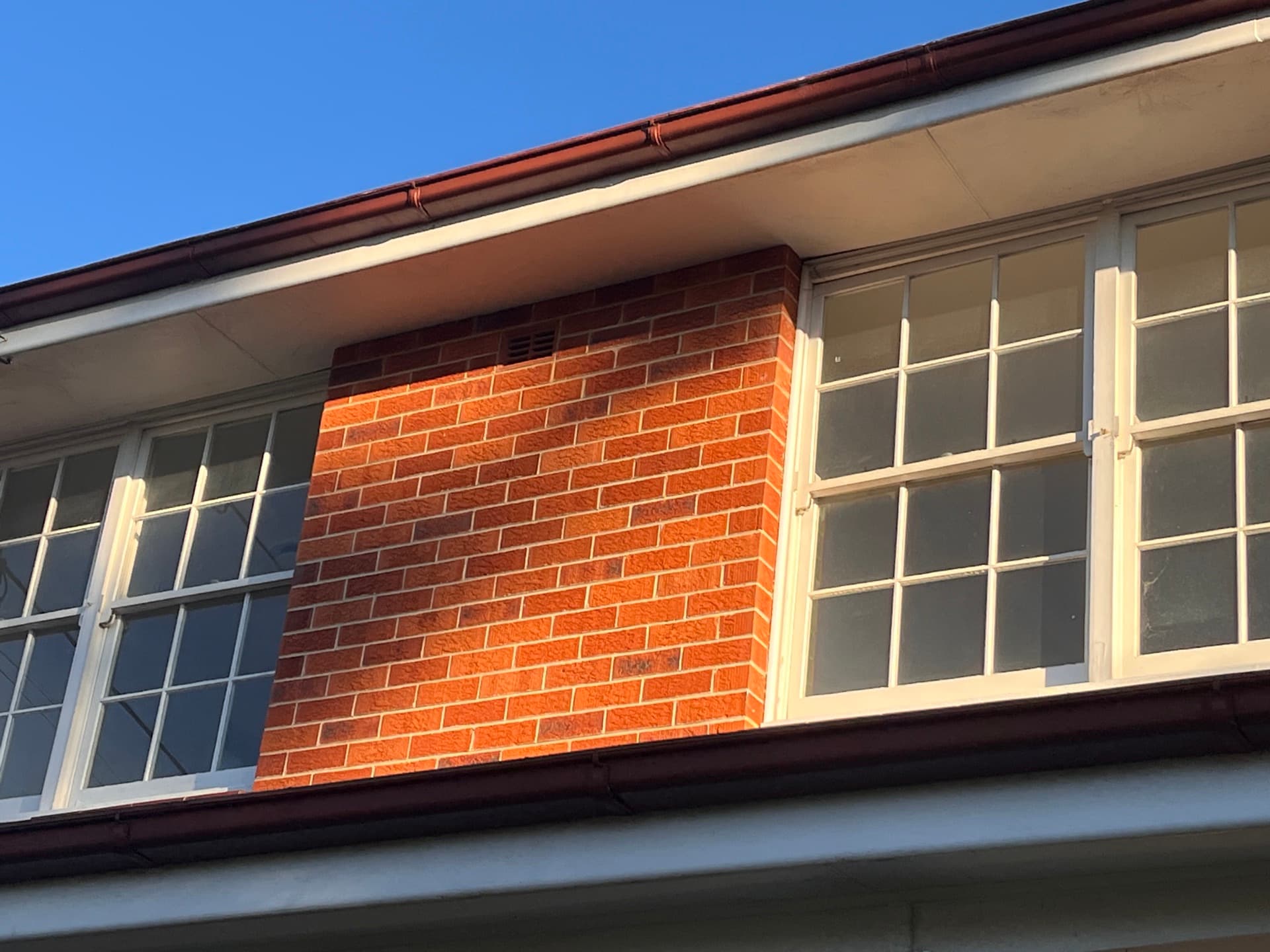 Clean brick chimney, gutters and windows after a wash